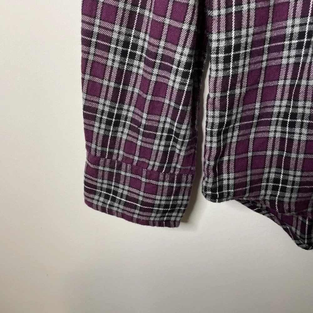 St John's Bay Mens S Purple Plaid Flannel Shirt NWT Cotton Button Down